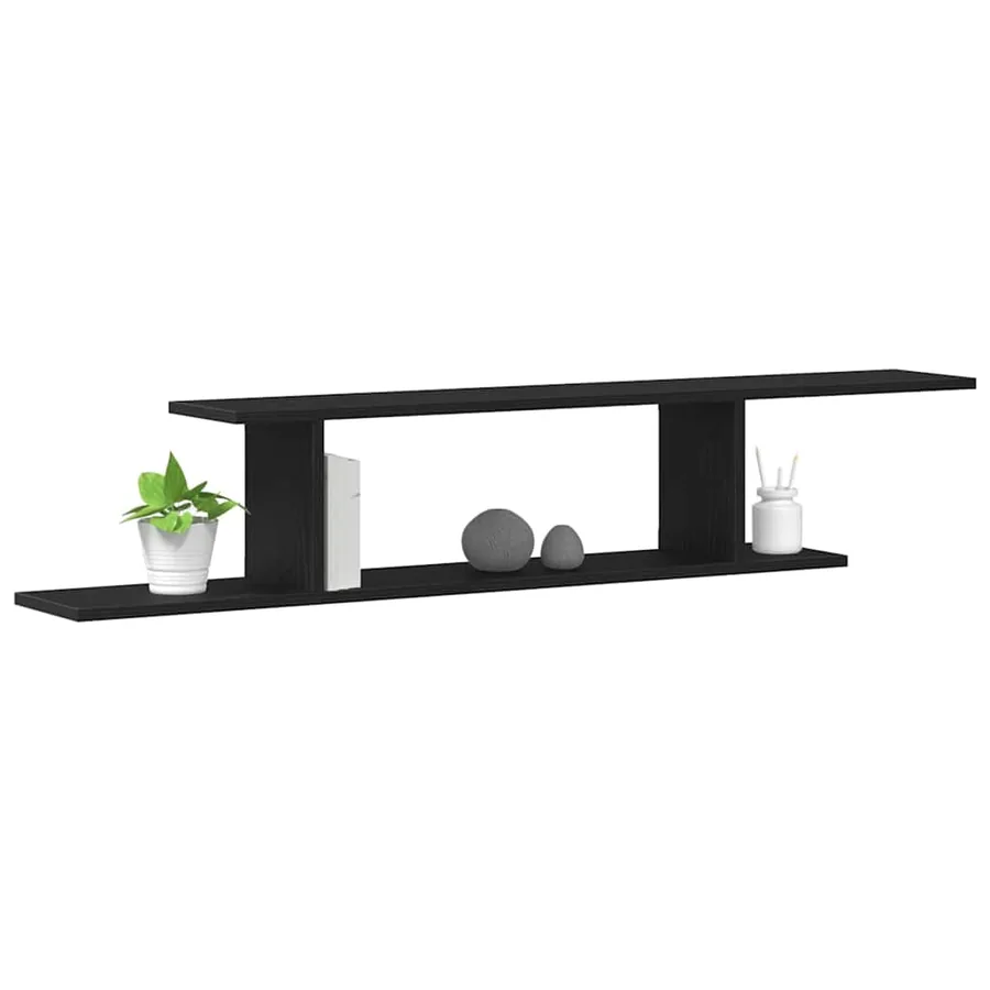 Étagère TV murale Chêne noir 125 x 18 x 23 cm Bois d'ingénierie - 3
