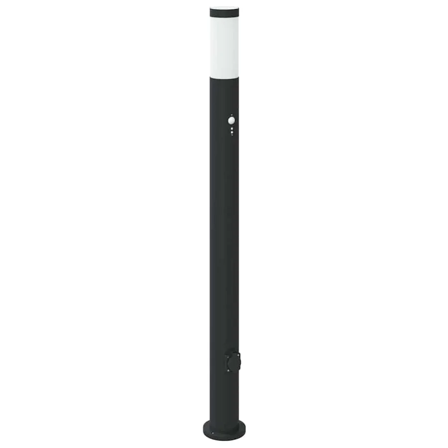 Bornes lumineuses avec détecteur et prise lot de 3 110 cm acier inoxydable IP44 - 4