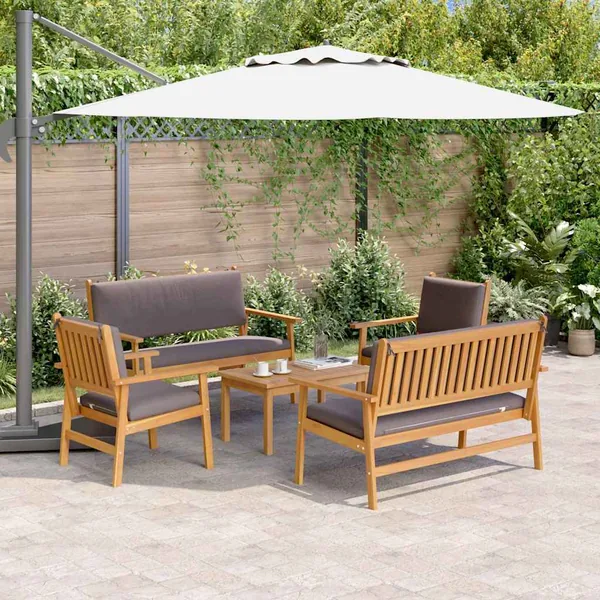 Ensemble de canapé de jardin 5 pcs Marron Bois d'Acacia Massif