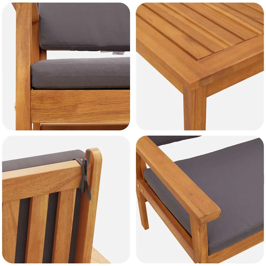 Ensemble de canapé de jardin 5 pcs Marron Bois d'Acacia Massif - 10