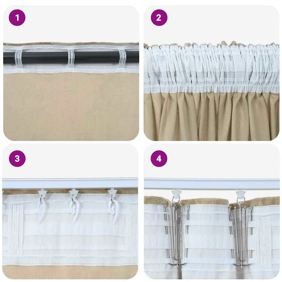 Rideaux en velours 2 pcs Crème 140 x 140 cm Velours - 7