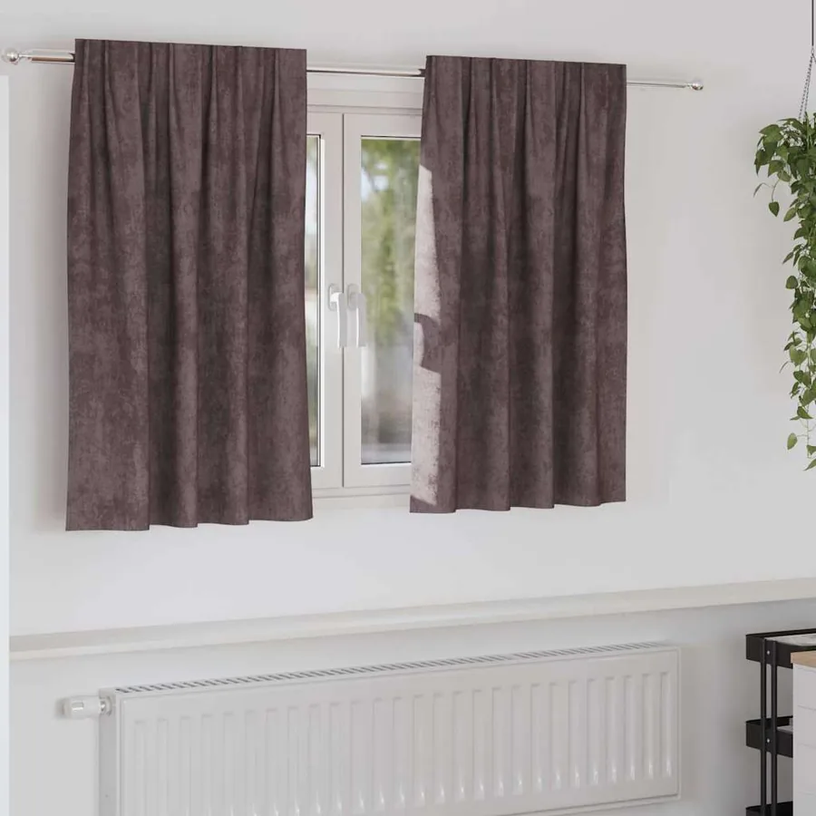 Rideaux en velours 2 pcs Marron 140 x 140 cm Velours