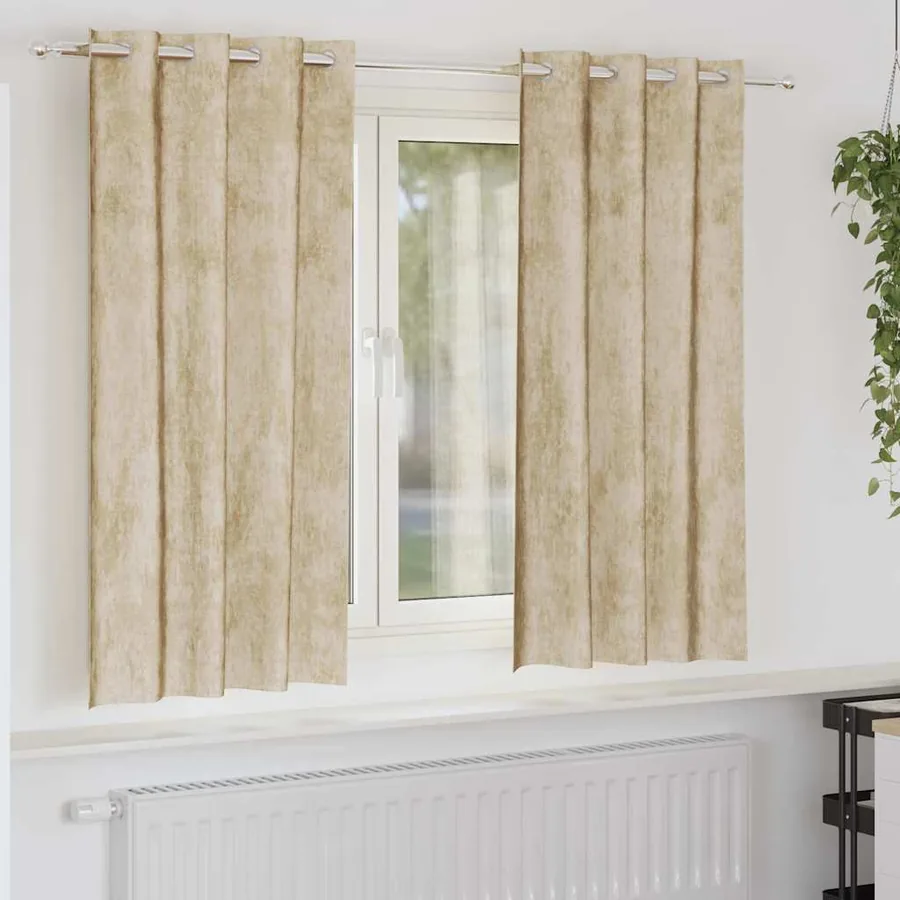 Rideaux en velours 2 pcs Crème 175 x 140 cm Velours