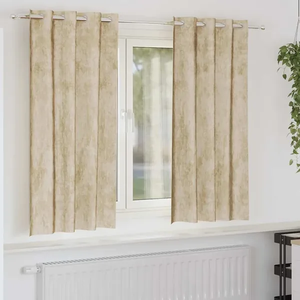 Rideaux en velours 2 pcs Crème 175 x 140 cm Velours