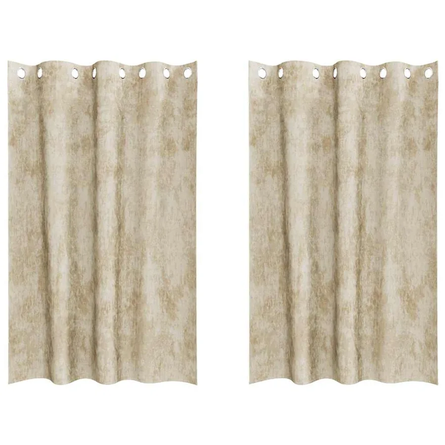 Rideaux en velours 2 pcs Crème 175 x 140 cm Velours - 2