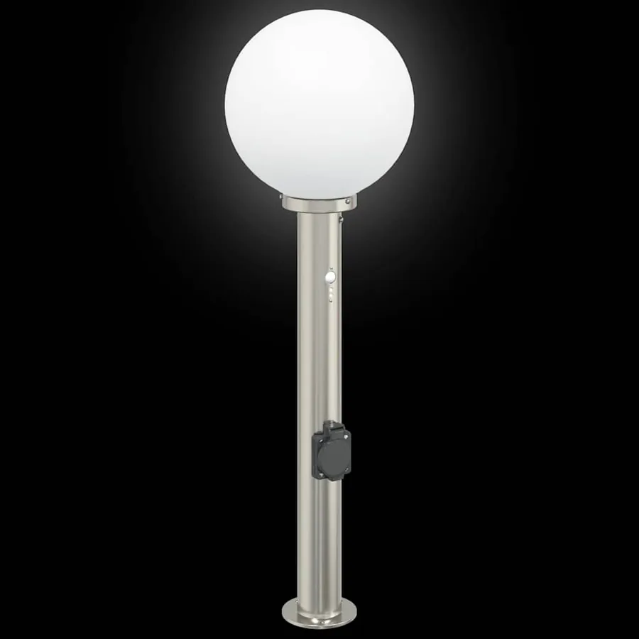 Bornes lumineuses avec détecteur et prise lot de 3 80 cm acier inoxydable IP44 - 5