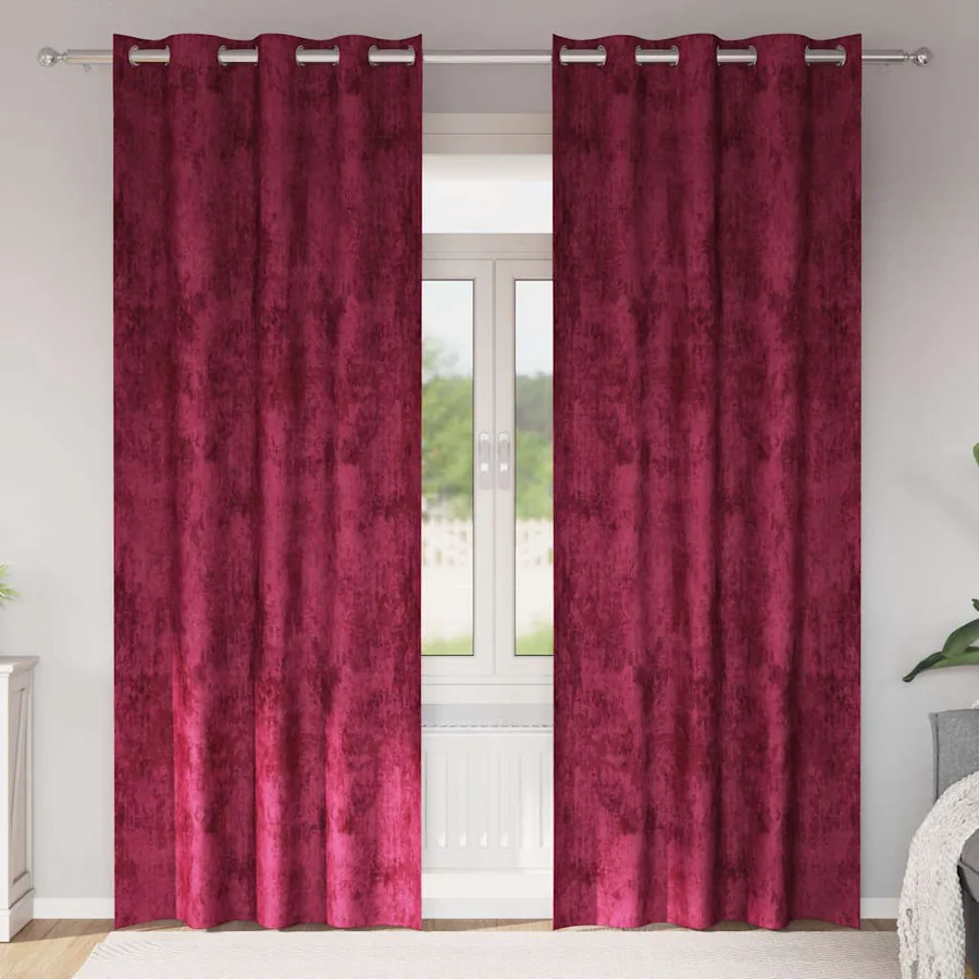 Rideaux en velours 2 pcs Rouge bordeaux 225 x 140 cm Velours