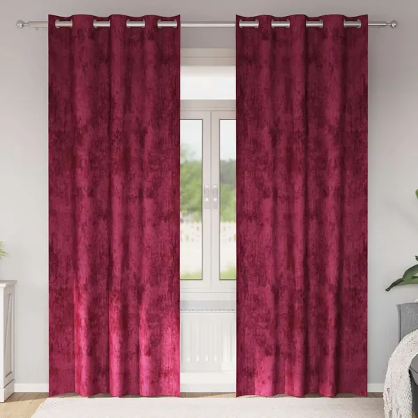 Rideaux en velours 2 pcs Rouge bordeaux 225 x 140 cm Velours