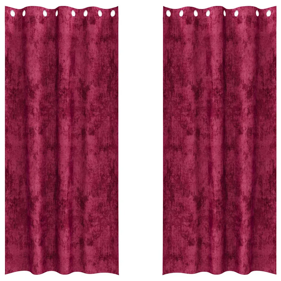 Rideaux en velours 2 pcs Rouge bordeaux 225 x 140 cm Velours - 2