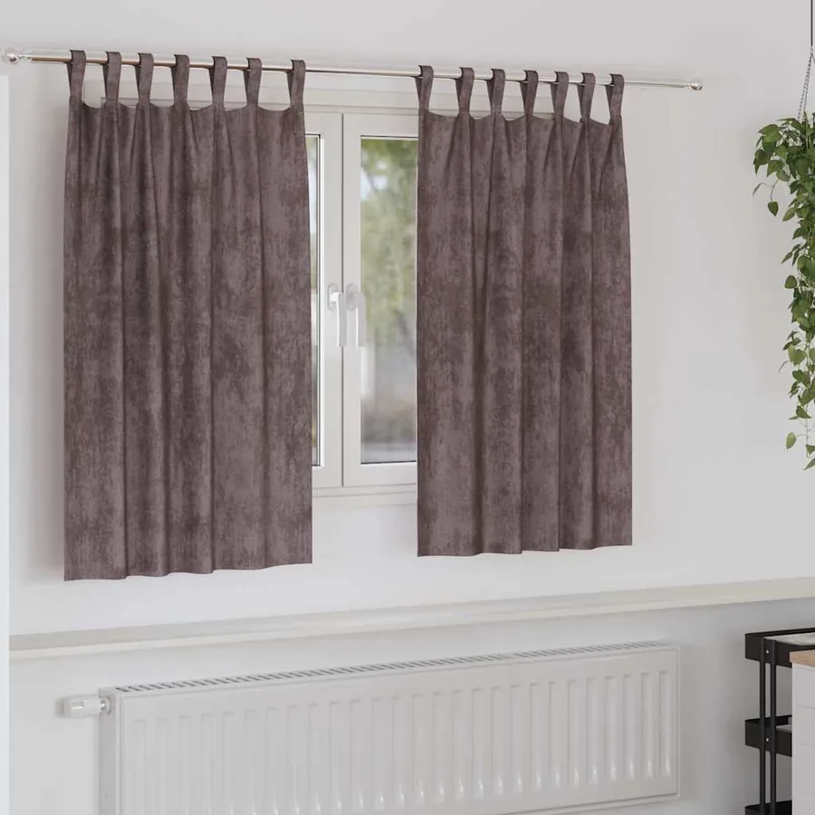Rideaux en velours 2 pcs Marron 140 x 140 cm Velours