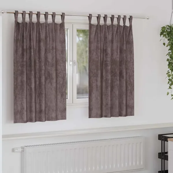 Rideaux en velours 2 pcs Marron 140 x 140 cm Velours