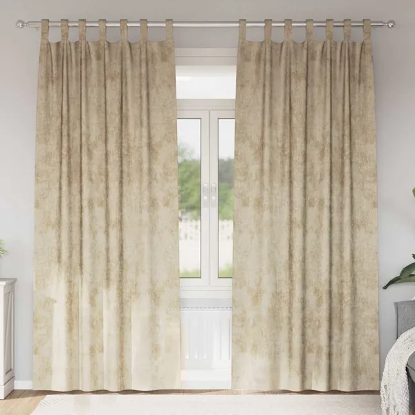 Rideaux en velours 2 pcs Crème 260 x 140 cm Velours