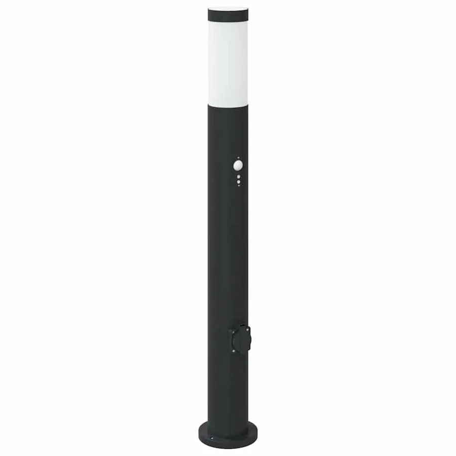Bornes lumineuses avec détecteur et prise lot de 3 80 cm acier inoxydable IP44 - 4