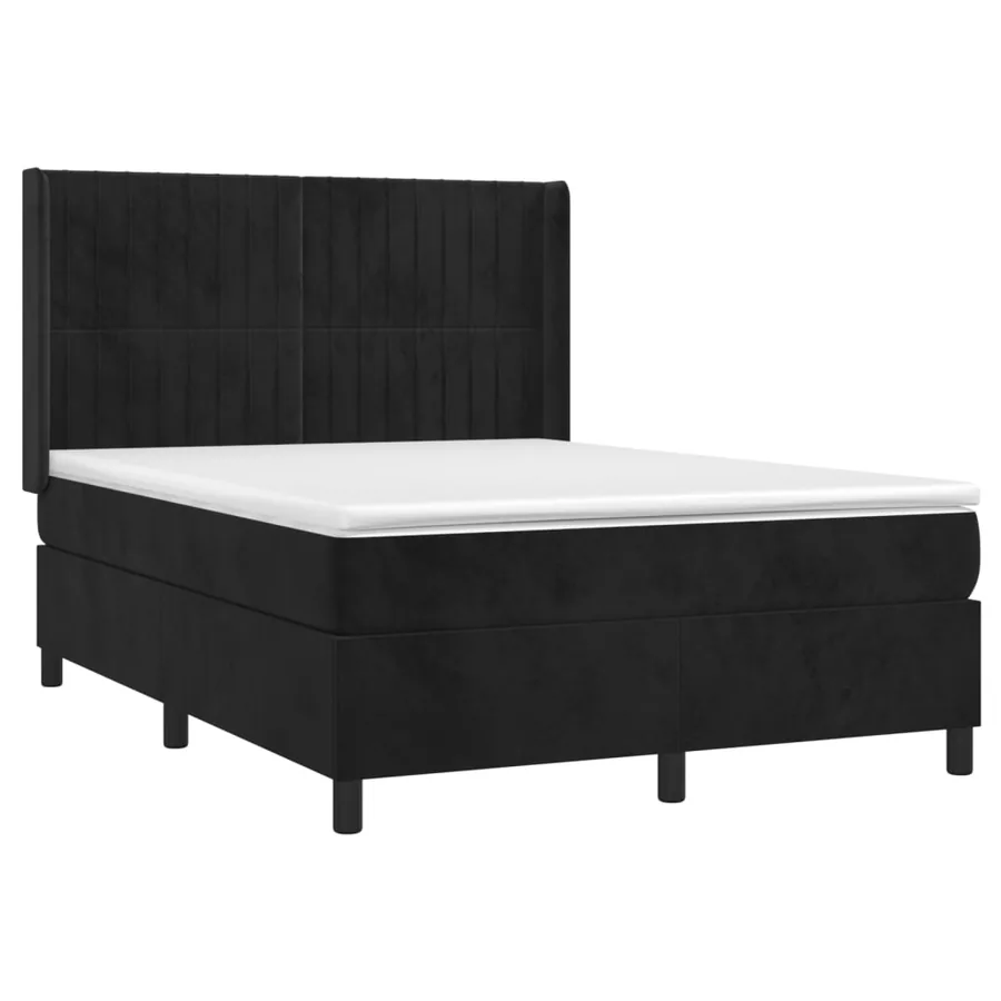 Sommier à lattes de lit avec matelas Noir 140x190 cm Velours - 3