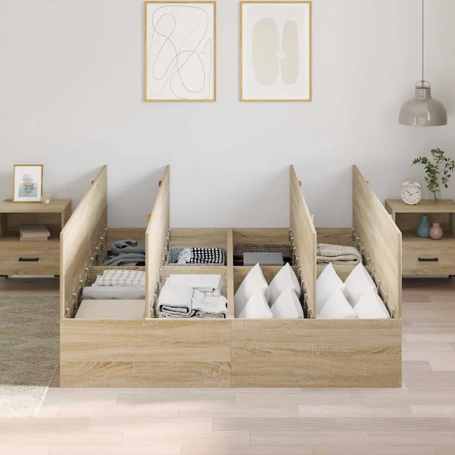 Cadre de lit avec rangement Chêne Sonoma 150 x 200 cm - 3