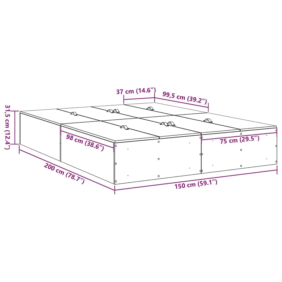 Cadre de lit avec rangement avec stockage Blanc 150 x 200 cm - 14