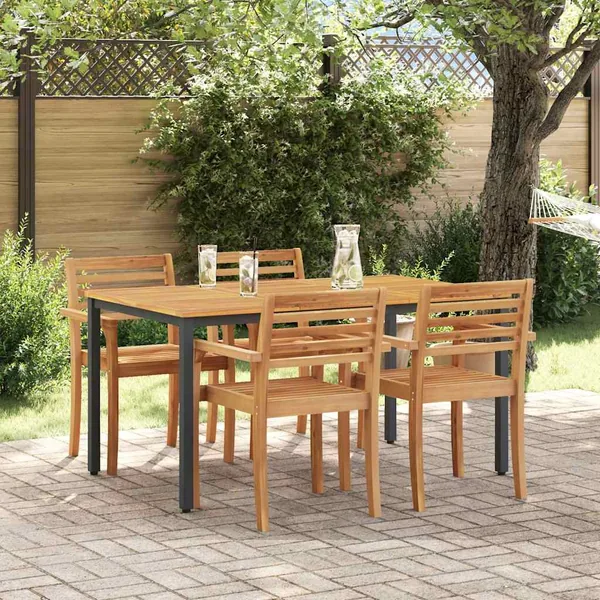 Table de jardin Naturel et Noir 150 x 90 x 75 cm