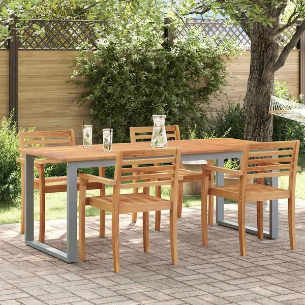 Table de Jardin Gris 200 x 90 x 75 cm Bois d'Acacia Massif