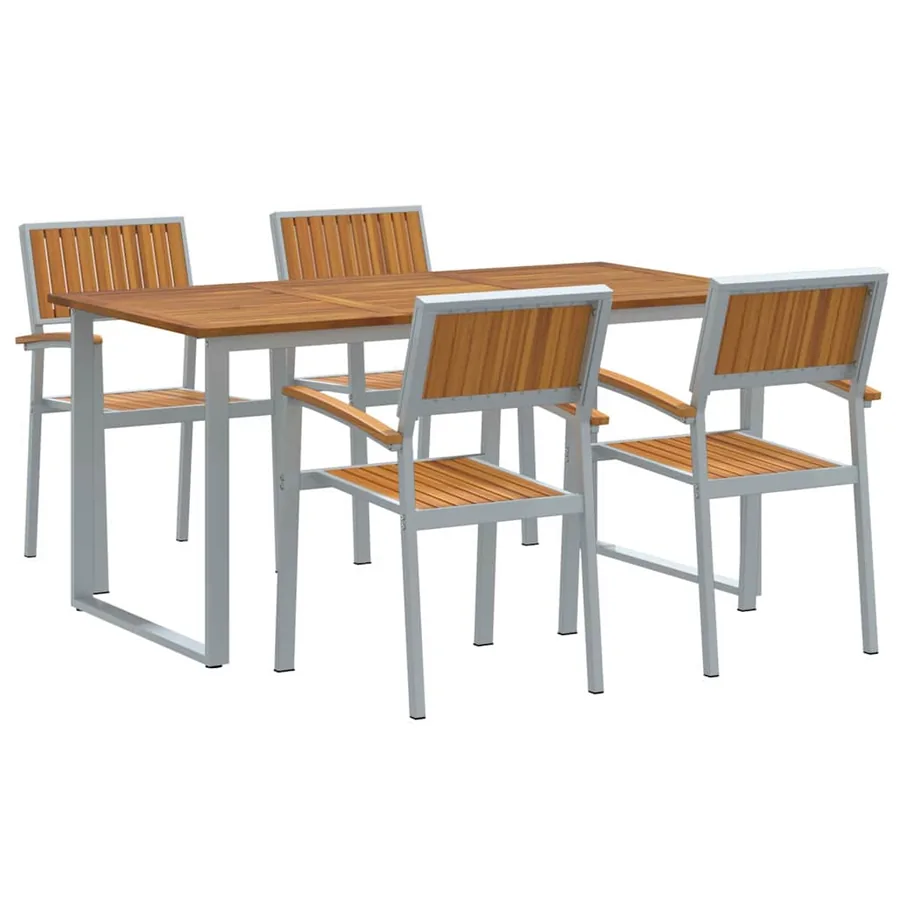 Ensemble de salle à manger pour jardin 5 pcs Gris - 2