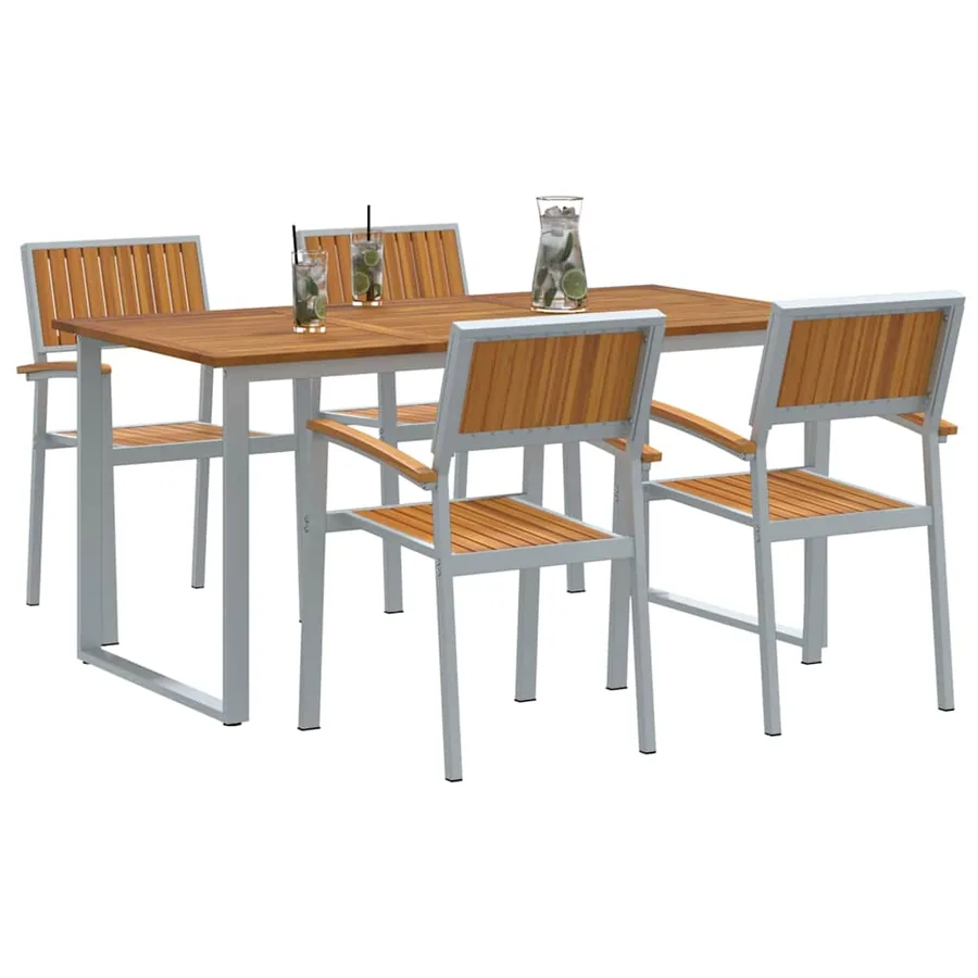 Ensemble de salle à manger pour jardin 5 pcs Gris - 3