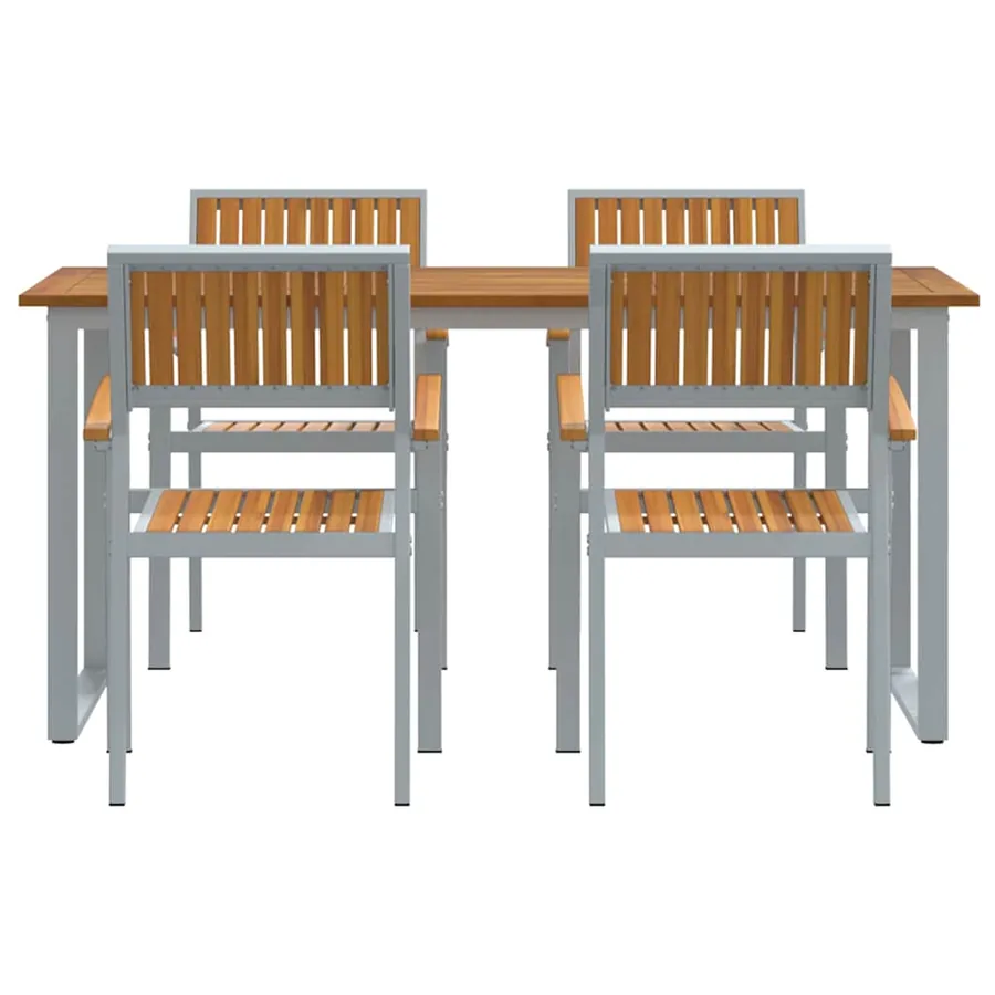 Ensemble de salle à manger pour jardin 5 pcs Gris - 7