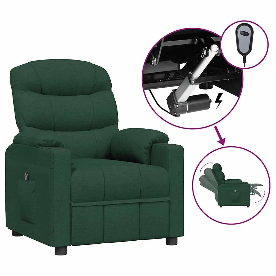 Fauteuil inclinable électrique Vert foncé Tissu - 2