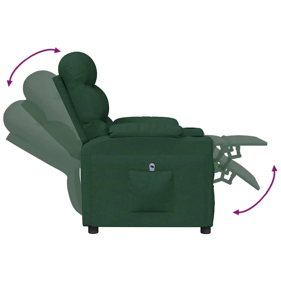Fauteuil inclinable électrique Vert foncé Tissu - 7