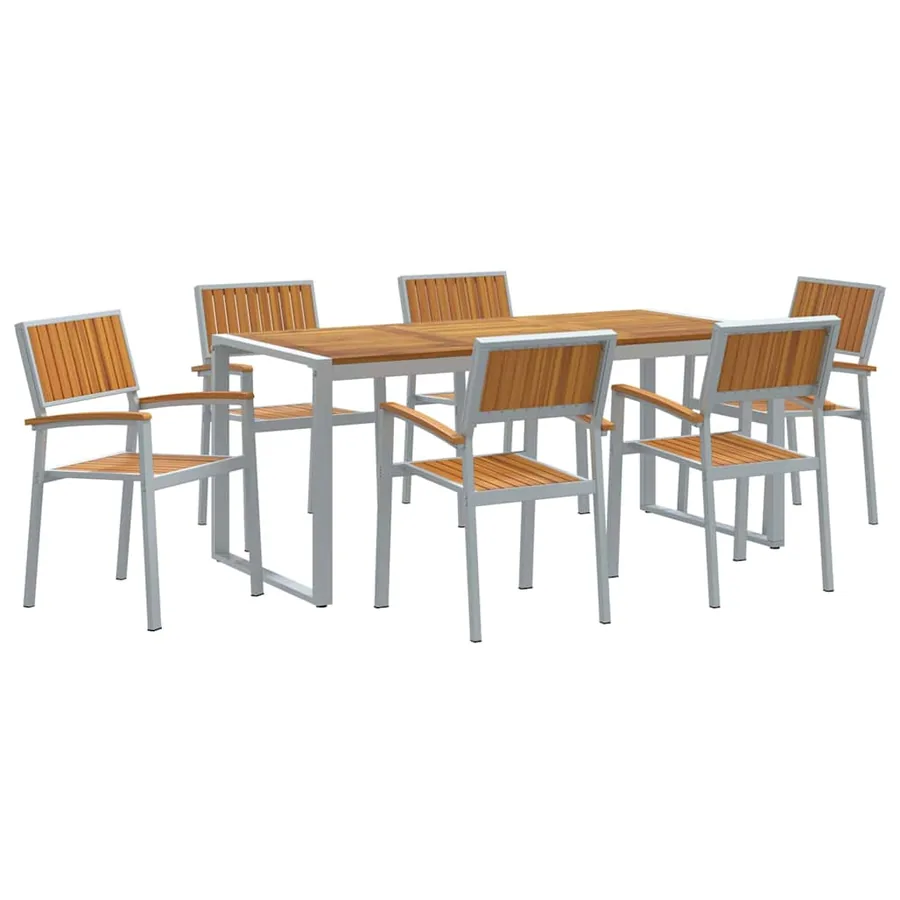 Ensemble de salle à manger pour jardin 7 pcs Gris - 2