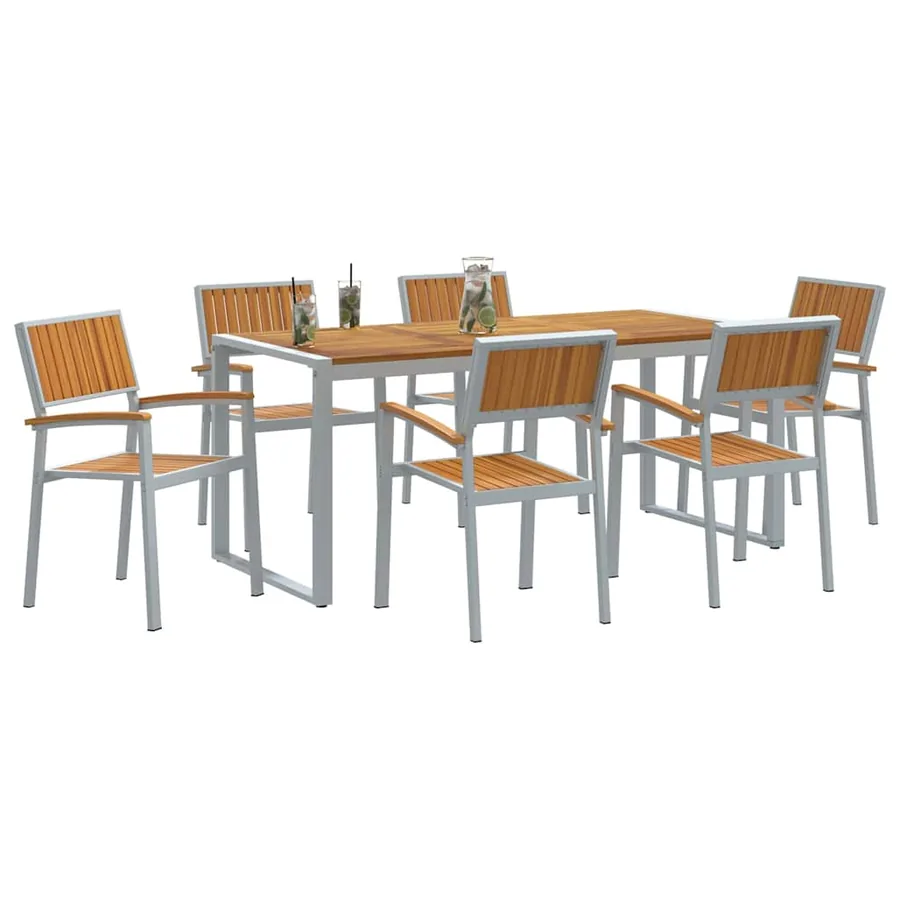 Ensemble de salle à manger pour jardin 7 pcs Gris - 3
