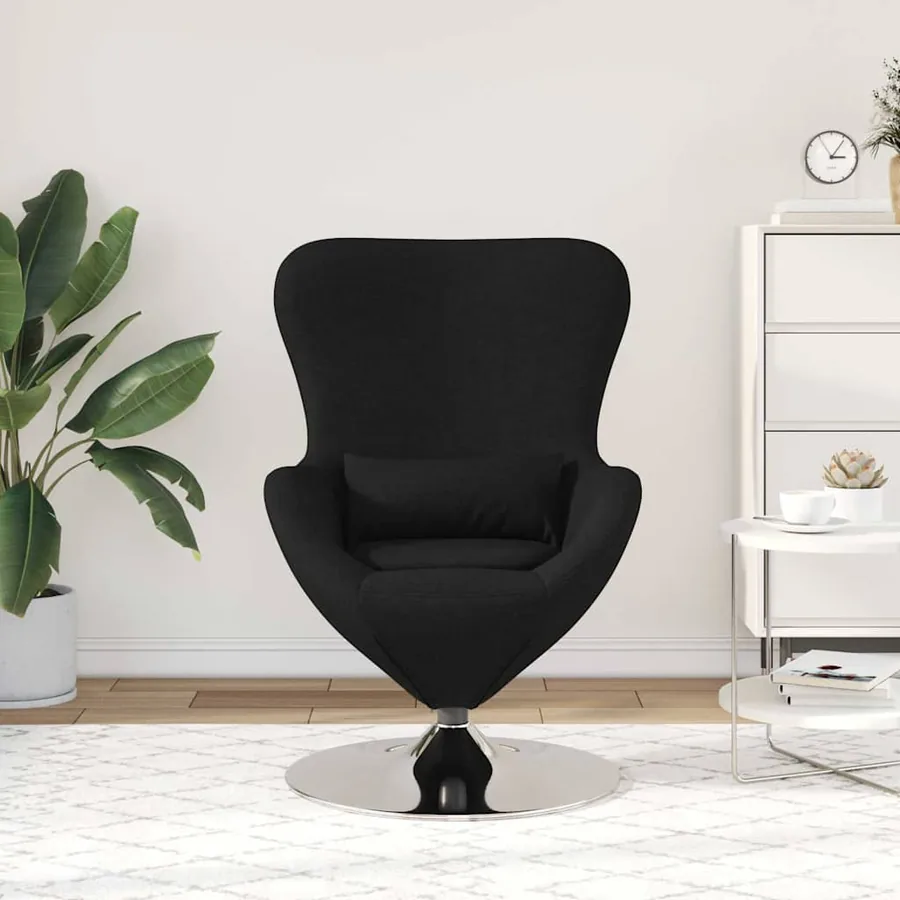 Fauteuil œuf Noir 63 x 73 x 90 cm tissu - 3