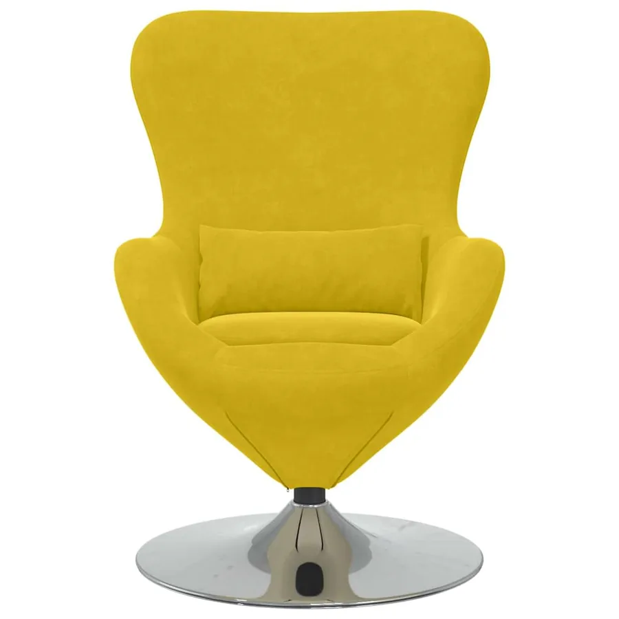 Fauteuil œuf Jaune Velours - 4