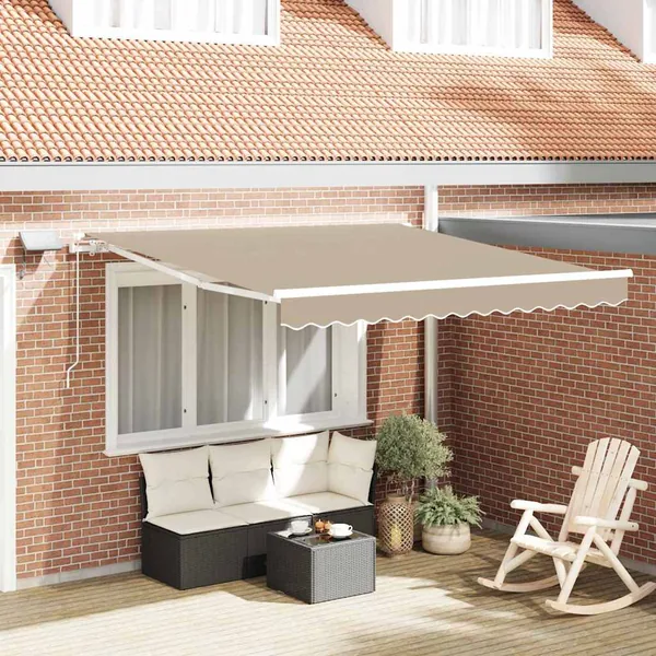 Auvent rétractable Beige 300 x 250 cm Tissu et Aluminium