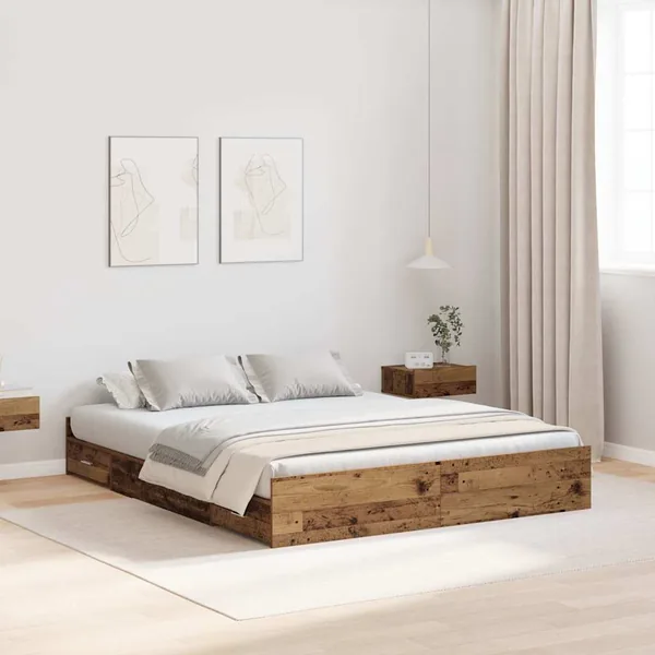 Cadre de lit avec rangement Bois Ancien 140 x 190 cm