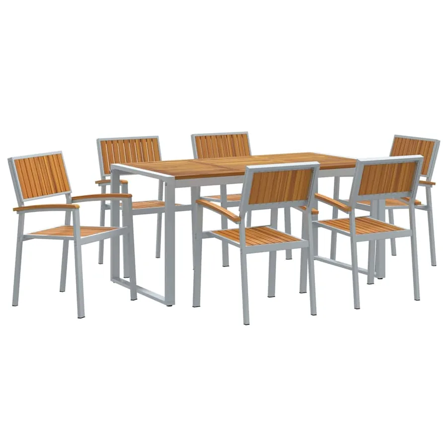 Ensemble de salle à manger pour jardin 7 pcs Gris - 2