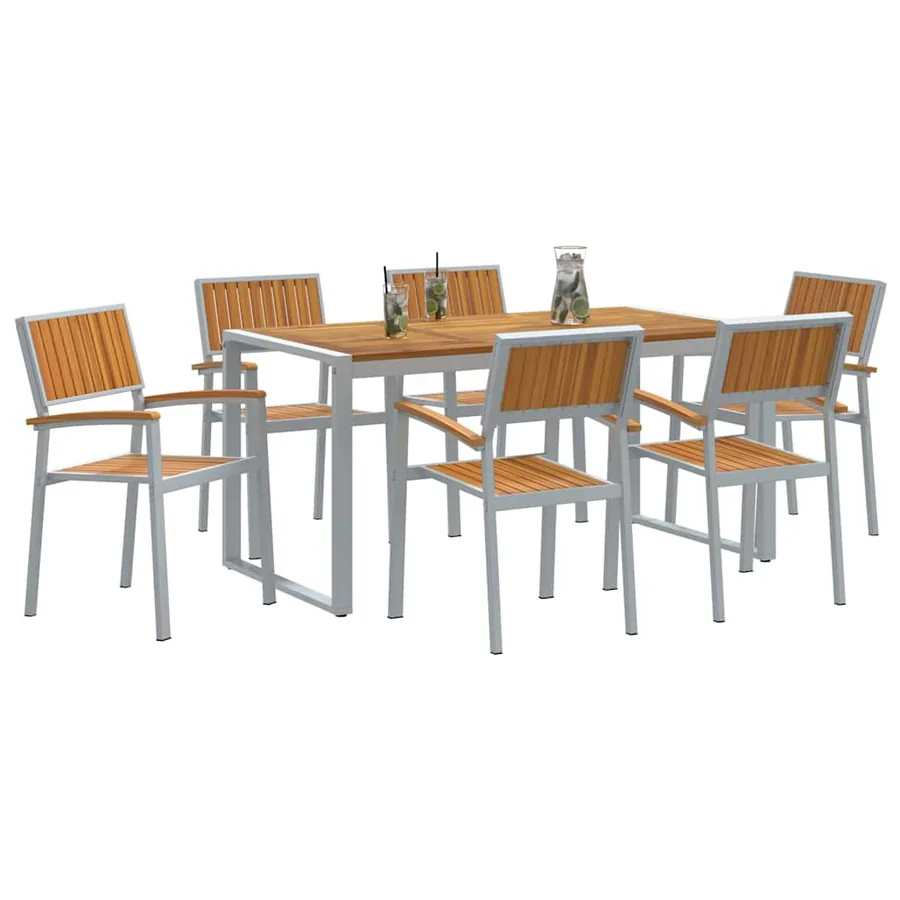 Ensemble de salle à manger pour jardin 7 pcs Gris - 3