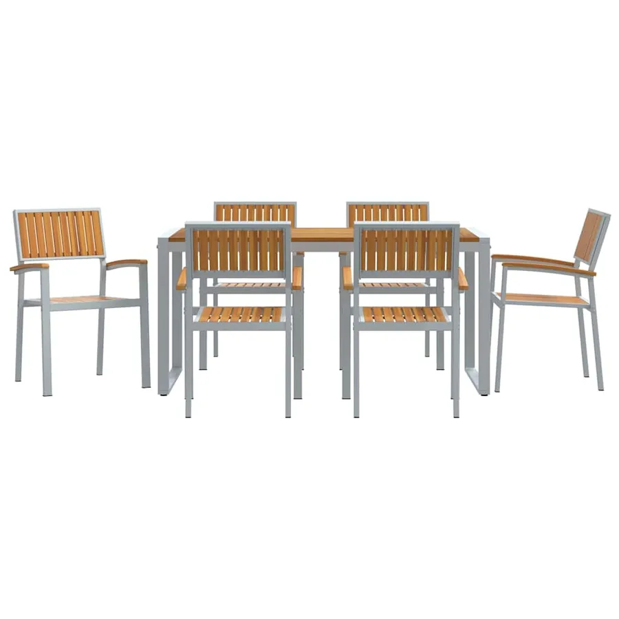 Ensemble de salle à manger pour jardin 7 pcs Gris - 7
