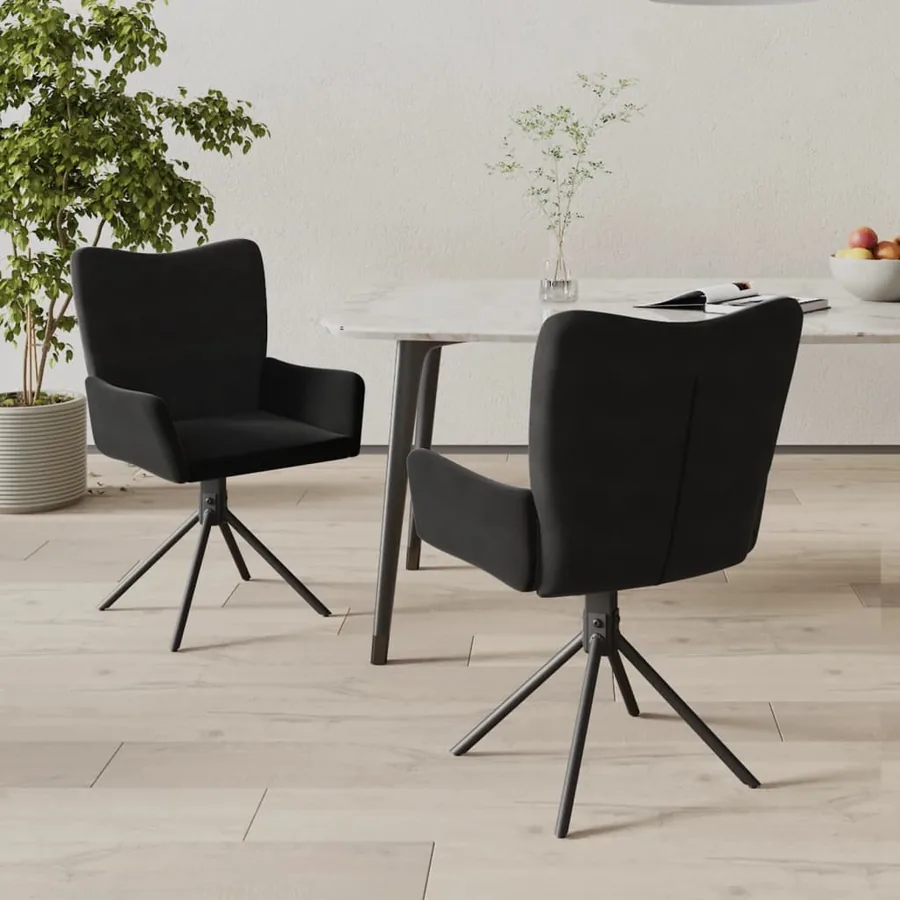 Chaises pivotantes à manger lot de 2 Noir Velours