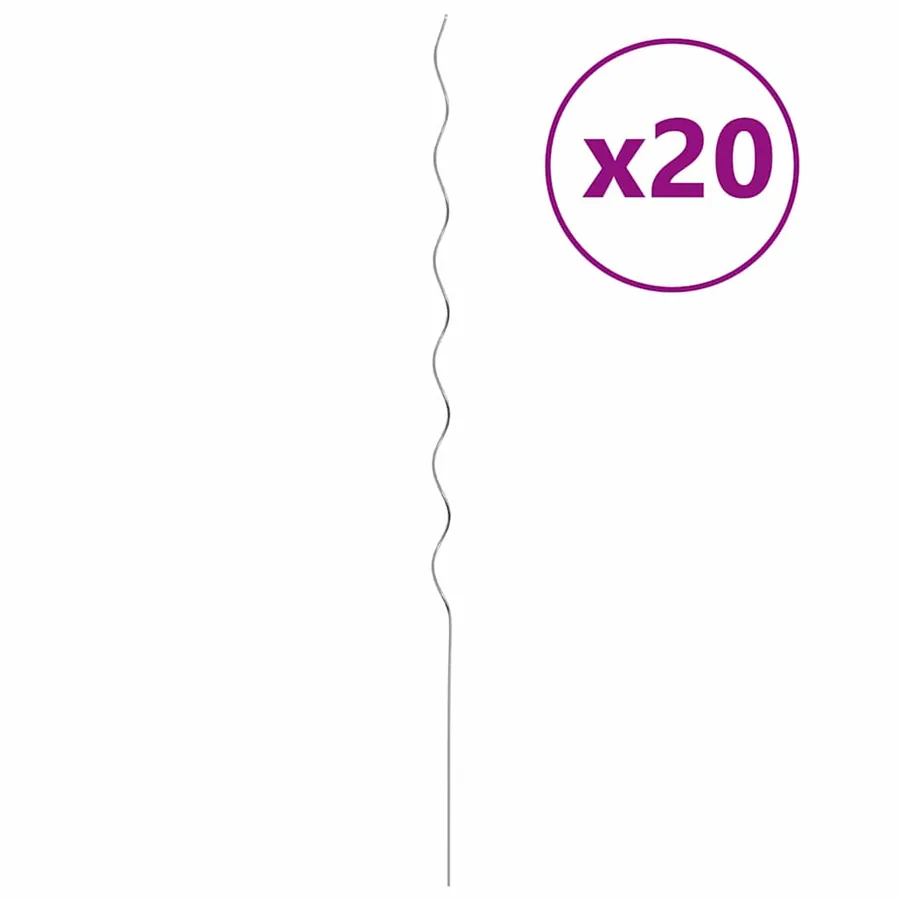 Soutien de plante 20 pcs Argenté 150 x 0,6 x 0,6 cm Acier - 3