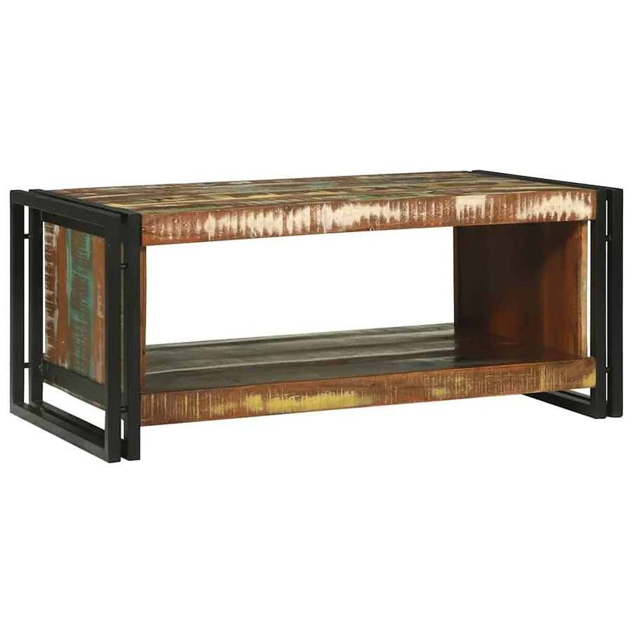 Table basse Multicolore 90 x 50 x 38 cm Bois Recyclé Solide
