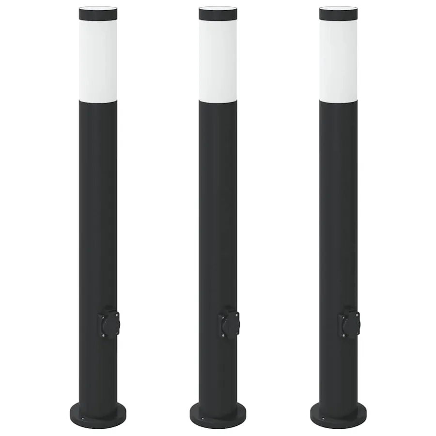 Bornes lumineuses avec sortie lot de 3 80 cm acier inoxydable IP44 - 2