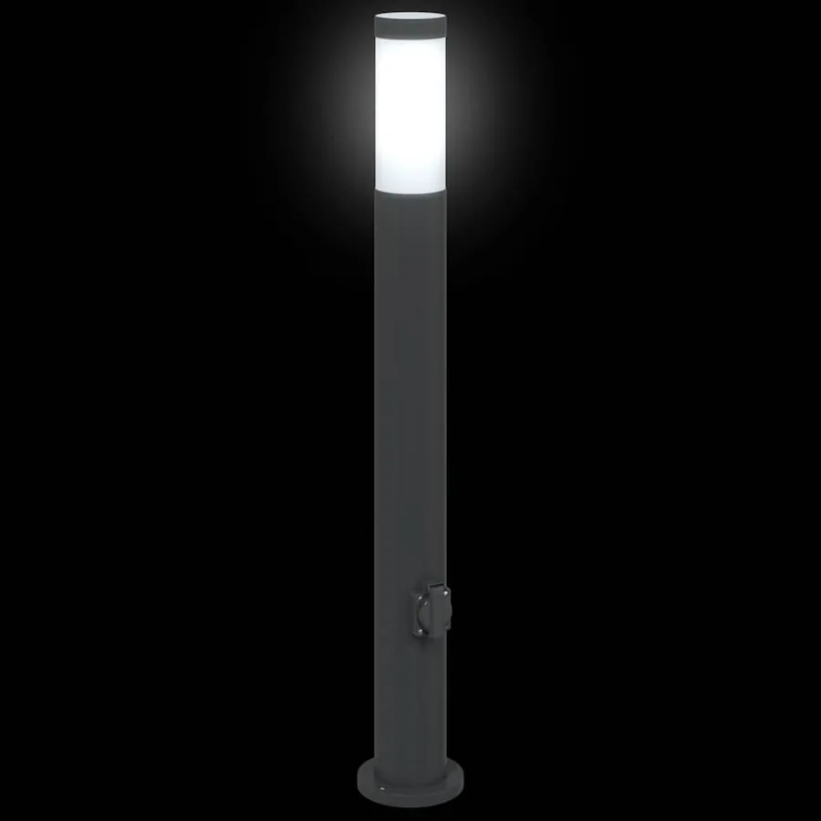 Bornes lumineuses avec sortie lot de 3 80 cm acier inoxydable IP44 - 5