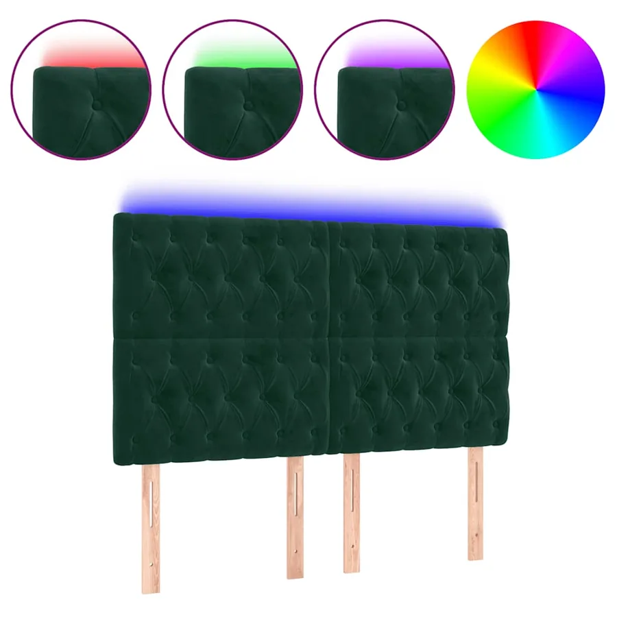 Tête de lit à LED Vert foncé 144x7x118/128 cm Velours - 2