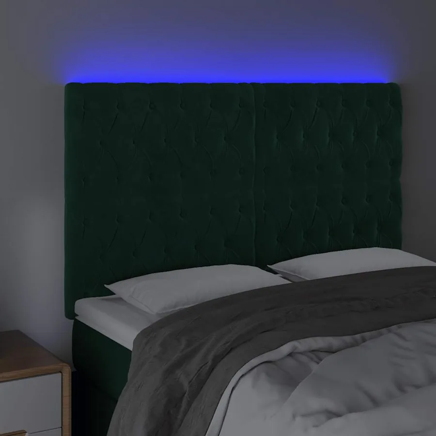 Tête de lit à LED Vert foncé 144x7x118/128 cm Velours - 4