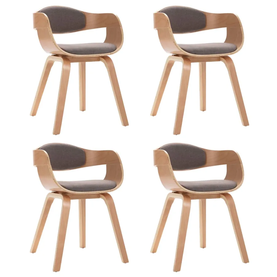 Chaises à manger lot de 4 bois courbé et tissu taupe - 2