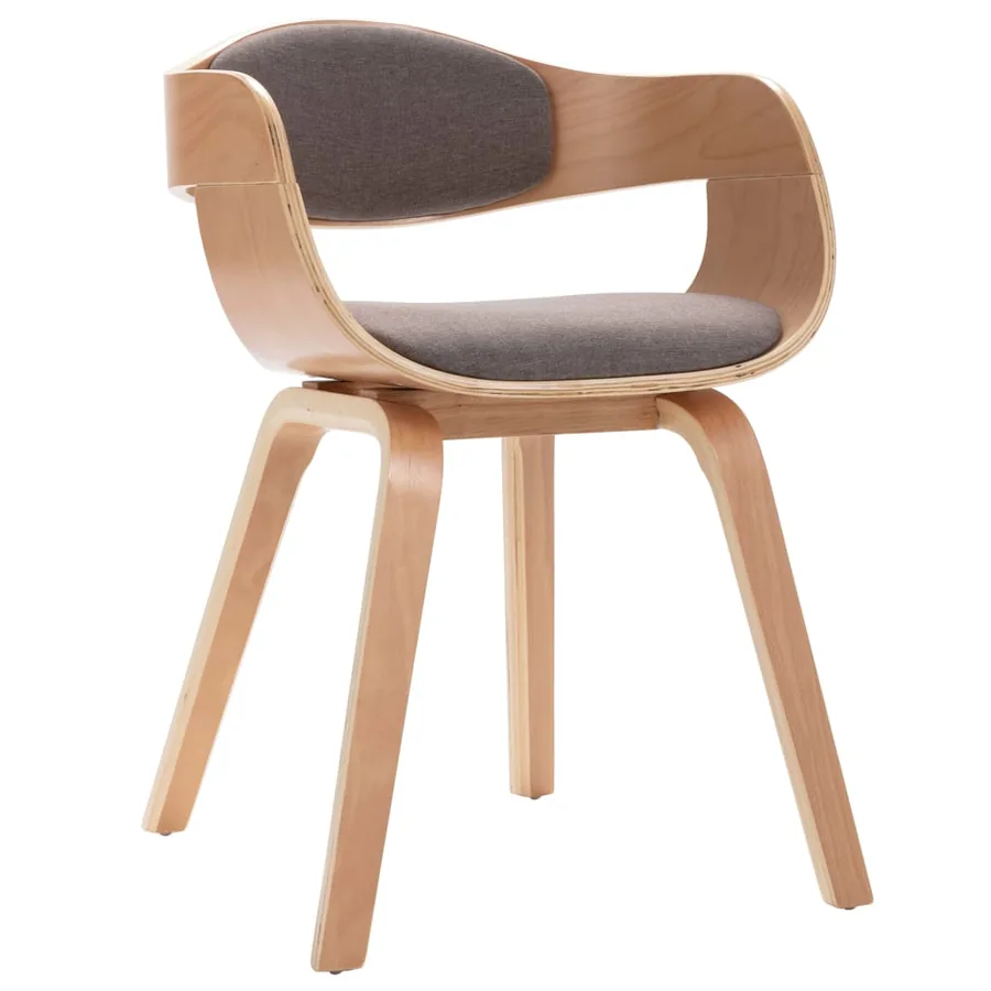 Chaises à manger lot de 4 bois courbé et tissu taupe - 3