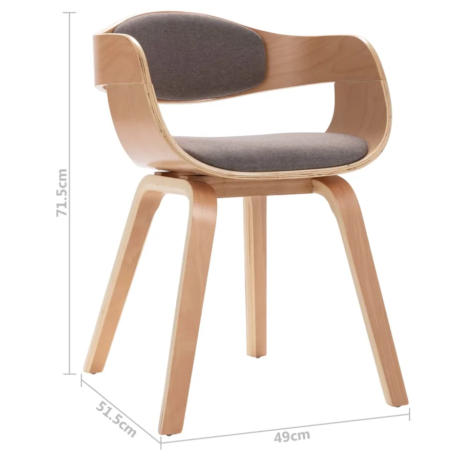 Chaises à manger lot de 4 bois courbé et tissu taupe - 9