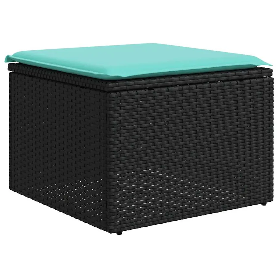 Ensemble de canapé de jardin 9 pcs avec coussins noir résine tressée - 6