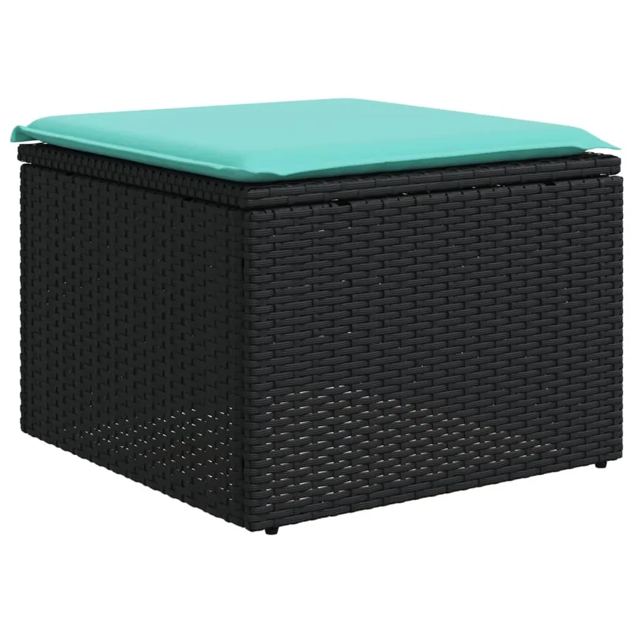 Salon de jardin 8 pcs avec coussins noir résine tressée - 7