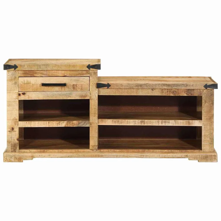banc avec tiroir Marron 110 x 35 x 50 cm Manguier brut - 4