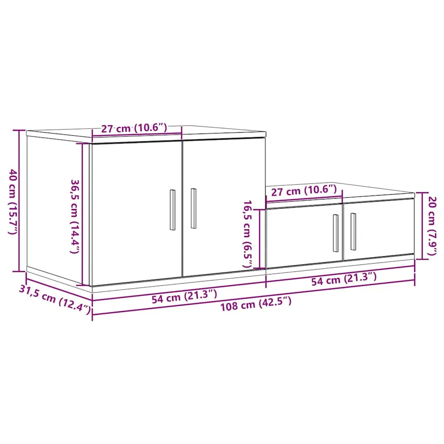 Armoire de rangement 2 pc Chêne artisanal 108 x 41 x 40 cm - 15